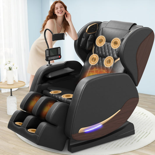 Yewglen Ganzkörper Massagesessel Wärmefunktion 14 Rollen 8 Airbags Zero Gravity Bluetooth Lautsprecher Touchscreen verstellbare Fußstütze Massage Chair