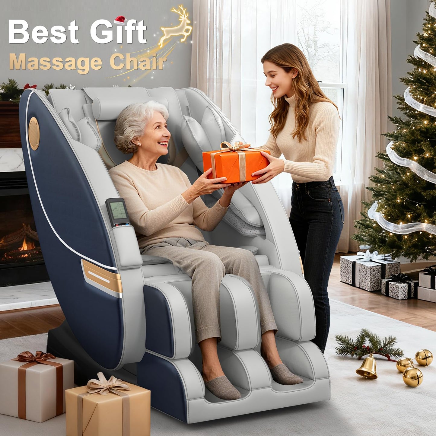 Gegcucey Massagesessel Ganzkörper 14 Massagepunkte 8 Airbags Lenden und Beinheizung Bluetooth Fußrollenmassage Elektrischer Relaxsessel Homeoffice Massage Chair