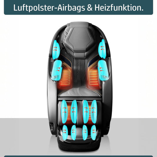 AMBINESS YUNA Massagesessel 60 Programme Zero Gravity 3D Ganzkörpermassage Wärmefunktion Vitalwertmessung Relaxsessel Schwarz deutsche Bedienung