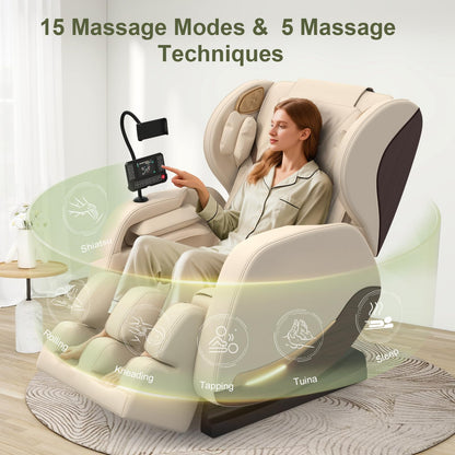 Ganzkörper Massagesessel 14 Rollen 8 Airbags Heizung Beine Taille Zero Gravity Bluetooth Touchscreen verstellbare Fußstütze Heimkino Relaxsessel