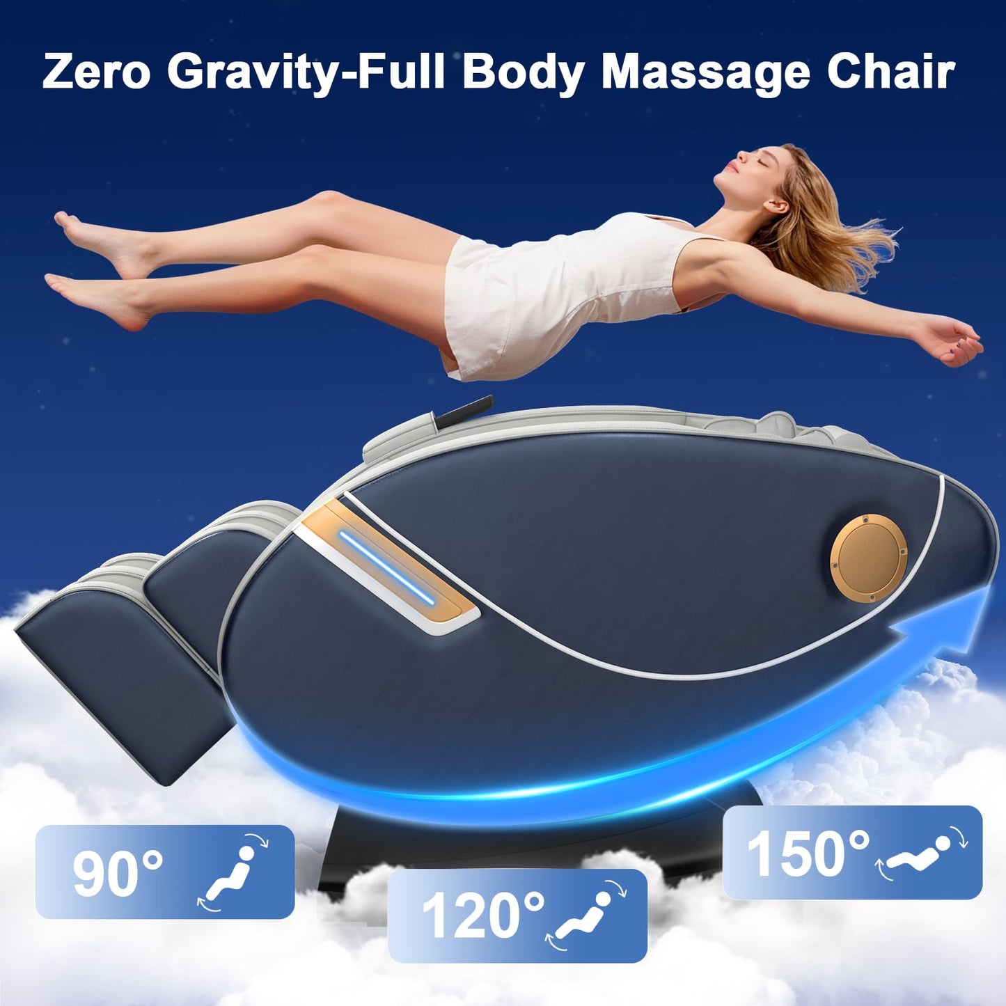 Gegcucey Massagesessel Ganzkörper 14 Massagepunkte 8 Airbags Lenden und Beinheizung Bluetooth Fußrollenmassage Elektrischer Relaxsessel Homeoffice Massage Chair