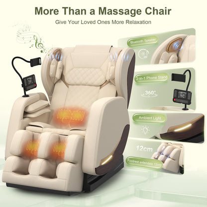 Ganzkörper Massagesessel 14 Rollen 8 Airbags Heizung Beine Taille Zero Gravity Bluetooth Touchscreen verstellbare Fußstütze Heimkino Relaxsessel