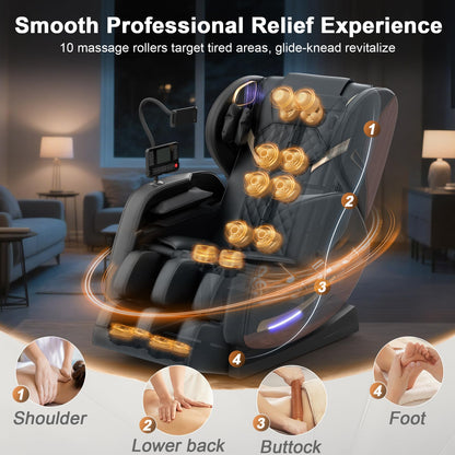 Ganzkörper Massagesessel 14 Rollen 8 Airbags Wärmefunktion Beine Taille Bluetooth Touchscreen Zero Gravity Heimkino Relaxsessel Massage Chair
