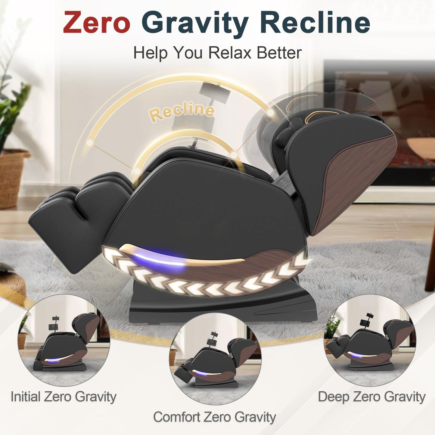 Ganzkörper Massagesessel 14 Rollen 8 Airbags Wärmefunktion Beine Taille Bluetooth Touchscreen Zero Gravity Heimkino Relaxsessel Massage Chair