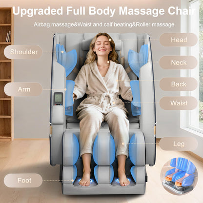 Gegcucey Massagesessel Ganzkörper 14 Massagepunkte 8 Airbags Lenden und Beinheizung Bluetooth Fußrollenmassage Elektrischer Relaxsessel Homeoffice Massage Chair