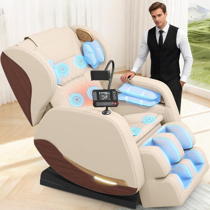 Ganzkörper Massagesessel 14 Rollen 8 Airbags Heizung Beine Taille Zero Gravity Bluetooth Touchscreen verstellbare Fußstütze Heimkino Relaxsessel
