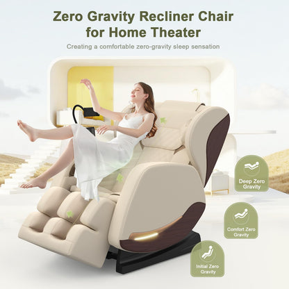 Ganzkörper Massagesessel 14 Rollen 8 Airbags Heizung Beine Taille Zero Gravity Bluetooth Touchscreen verstellbare Fußstütze Heimkino Relaxsessel