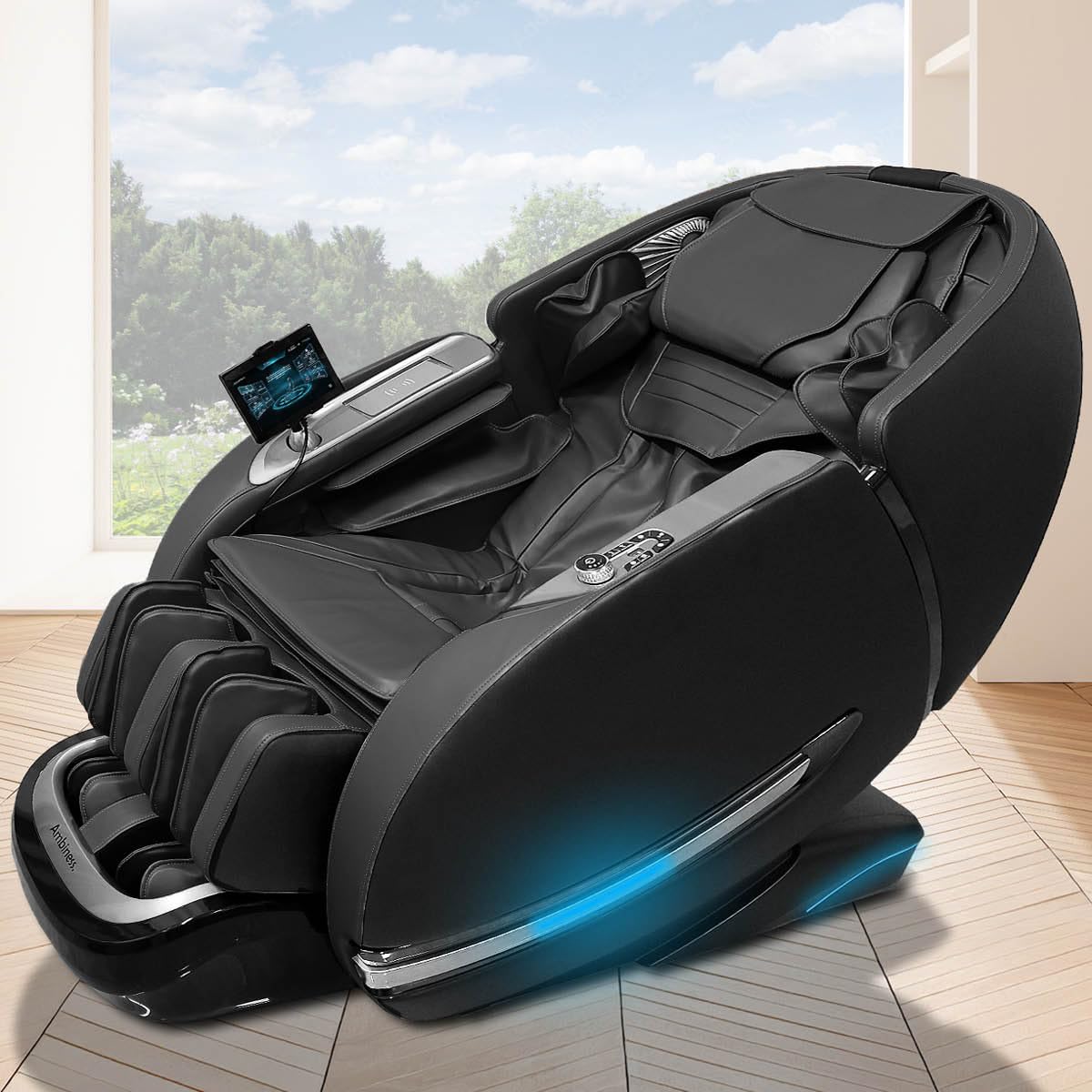 AMBINESS YUNA Massagesessel 60 Programme Zero Gravity 3D Ganzkörpermassage Wärmefunktion Vitalwertmessung Relaxsessel Schwarz deutsche Bedienung