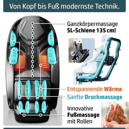 AMBINESS YUNA Massagesessel 60 Programme Zero Gravity 3D Ganzkörpermassage Wärmefunktion Vitalwertmessung Relaxsessel Schwarz deutsche Bedienung