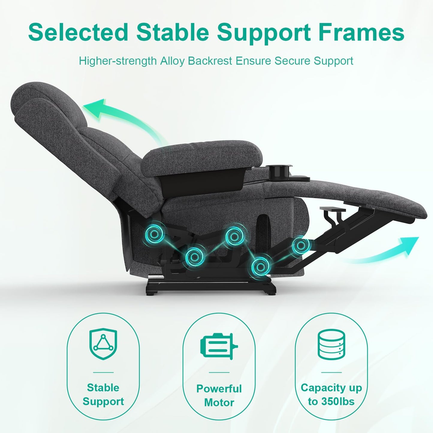 SQUEBILIFE elektrischer Relaxsessel Massagesessel Wärmefunktion Liegefunktion Fußteil Fernsehsessel USB Typ C Getränkehalter Seitentaschen Wohnzimmer Massagestuhl