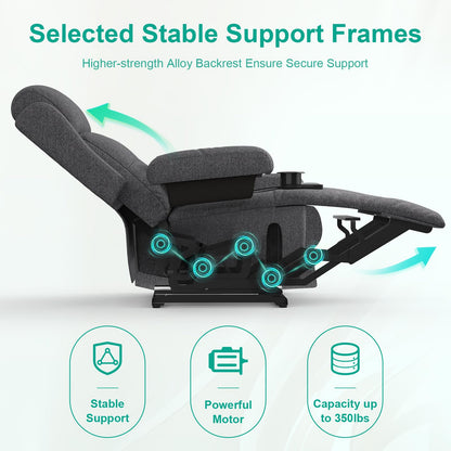 SQUEBILIFE elektrischer Relaxsessel Massagesessel Wärmefunktion Liegefunktion Fußteil Fernsehsessel USB Typ C Getränkehalter Seitentaschen Wohnzimmer Massagestuhl