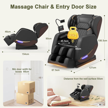 Yewglen Ganzkörper Massagesessel Wärmefunktion 14 Rollen 8 Airbags Zero Gravity Bluetooth Lautsprecher Touchscreen verstellbare Fußstütze Massage Chair