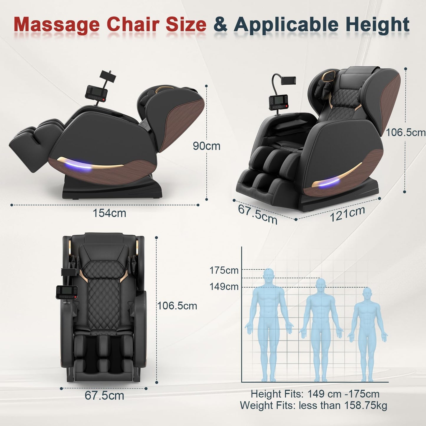 Ganzkörper Massagesessel 14 Rollen 8 Airbags Wärmefunktion Beine Taille Bluetooth Touchscreen Zero Gravity Heimkino Relaxsessel Massage Chair