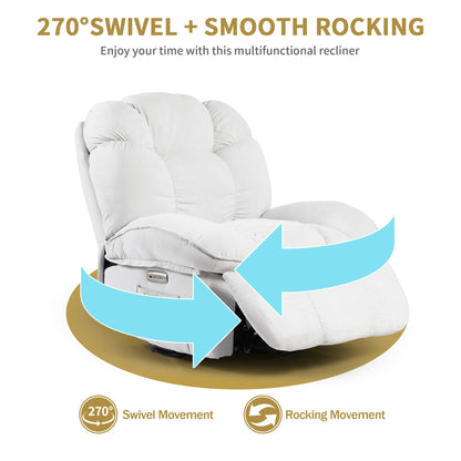 LONXIU Elektrischer Relaxsessel Massagesessel mit Heizung Ladeanschluss verstellbare Rückenlehne Beinstütze Fernsehsessel Wohnzimmer Weiß