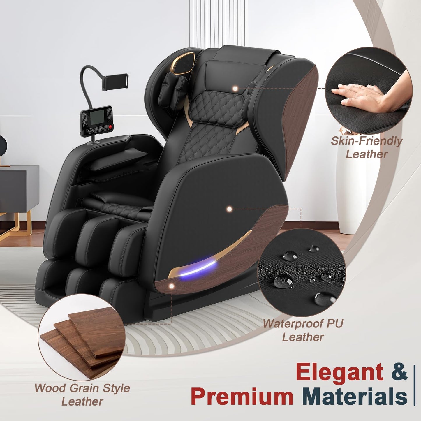 Ganzkörper Massagesessel 14 Rollen 8 Airbags Wärmefunktion Beine Taille Bluetooth Touchscreen Zero Gravity Heimkino Relaxsessel Massage Chair