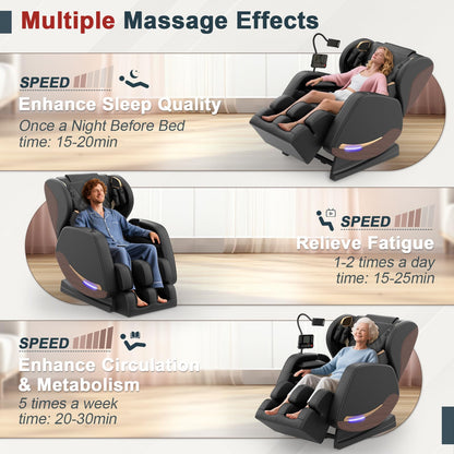 Ganzkörper Massagesessel 14 Rollen 8 Airbags Wärmefunktion Beine Taille Bluetooth Touchscreen Zero Gravity Heimkino Relaxsessel Massage Chair