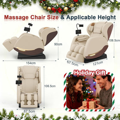 Ganzkörper Massagesessel 14 Rollen 8 Airbags Heizung Beine Taille Zero Gravity Bluetooth Touchscreen verstellbare Fußstütze Heimkino Relaxsessel