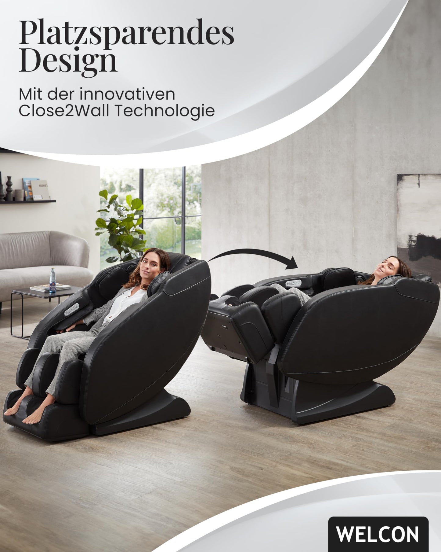 WELCON Prestige II 3D Massagesessel elektrisch Schwarz – Zero Gravity Relaxsessel mit Wärmefunktion, 6 Automatikprogrammen & Ganzkörpermassage