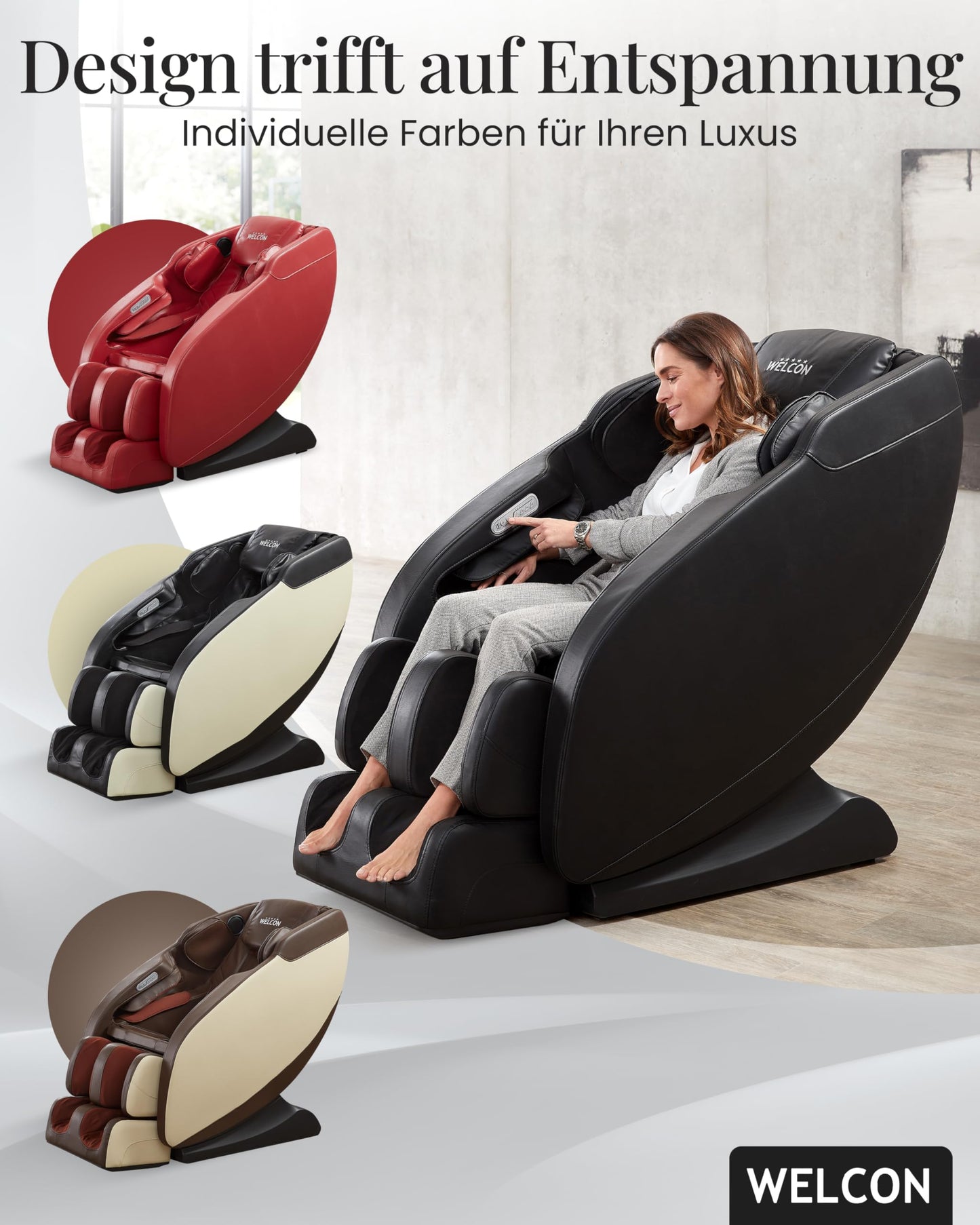 WELCON Prestige II 3D Massagesessel elektrisch Schwarz – Zero Gravity Relaxsessel mit Wärmefunktion, 6 Automatikprogrammen & Ganzkörpermassage