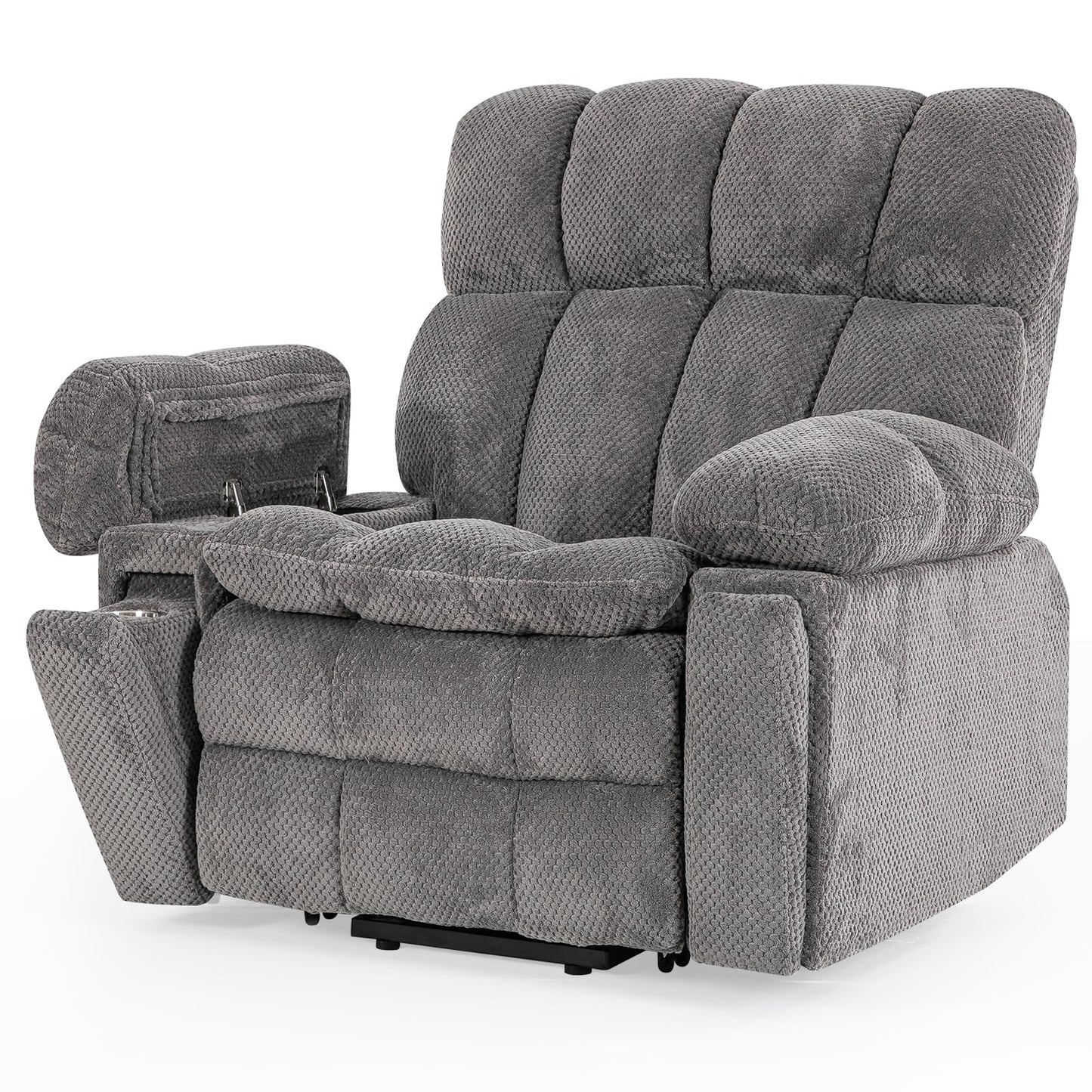 Zuacs elektrischer Relaxsessel Zweimotor Aufstehhilfe Liegefunktion Fernsehsessel Wohnzimmer Multifunktional Einzelsofa Groß Grau