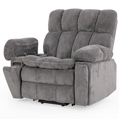 Zuacs elektrischer Relaxsessel Zweimotor Aufstehhilfe Liegefunktion Fernsehsessel Wohnzimmer Multifunktional Einzelsofa Groß Grau